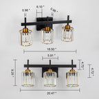 Luminaires de salle de bain modernes à 3, 4 ou 5 lumières en cristal à intensité variable, pour miroir