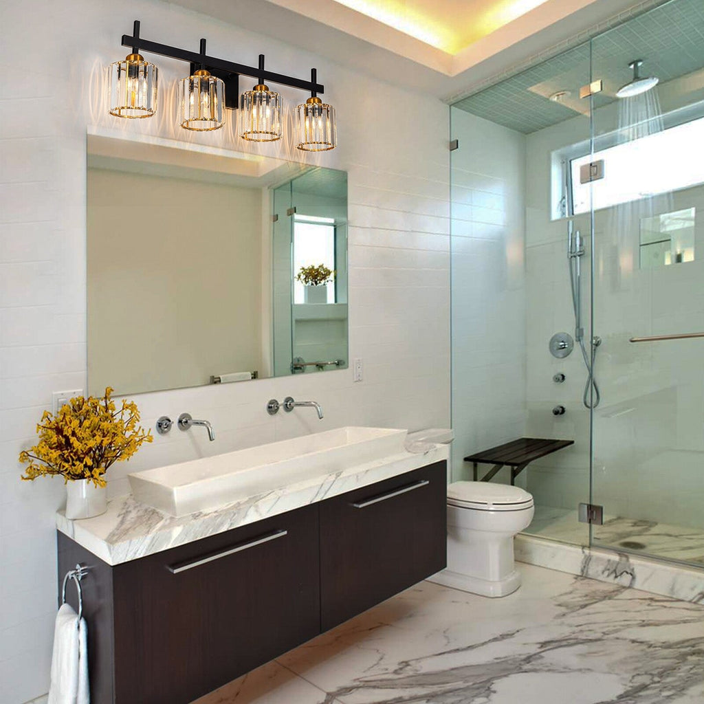 Luminaires de salle de bain modernes à 3, 4 ou 5 lumières en cristal à intensité variable, pour miroir