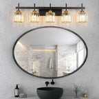 Luminaires de salle de bain modernes à 3, 4 ou 5 lumières en cristal à intensité variable, pour miroir