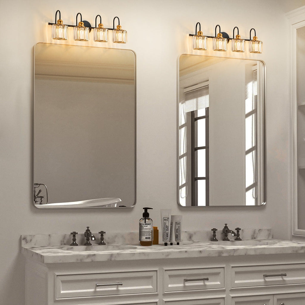 Applique murale de salle de bain moderne et glamour à 3/4 lumières, en cristal, à intensité variable, au-dessus du miroir