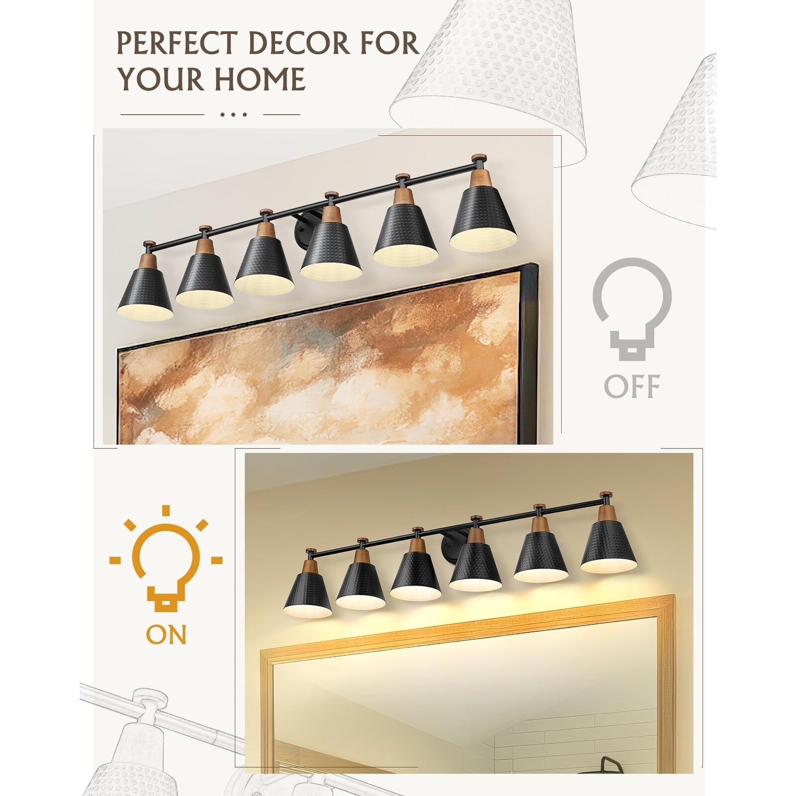 Luminaire de salle de bain moderne à 3, 5 ou 6 lampes