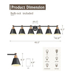 Luminaire de salle de bain moderne à 3, 5 ou 6 lampes