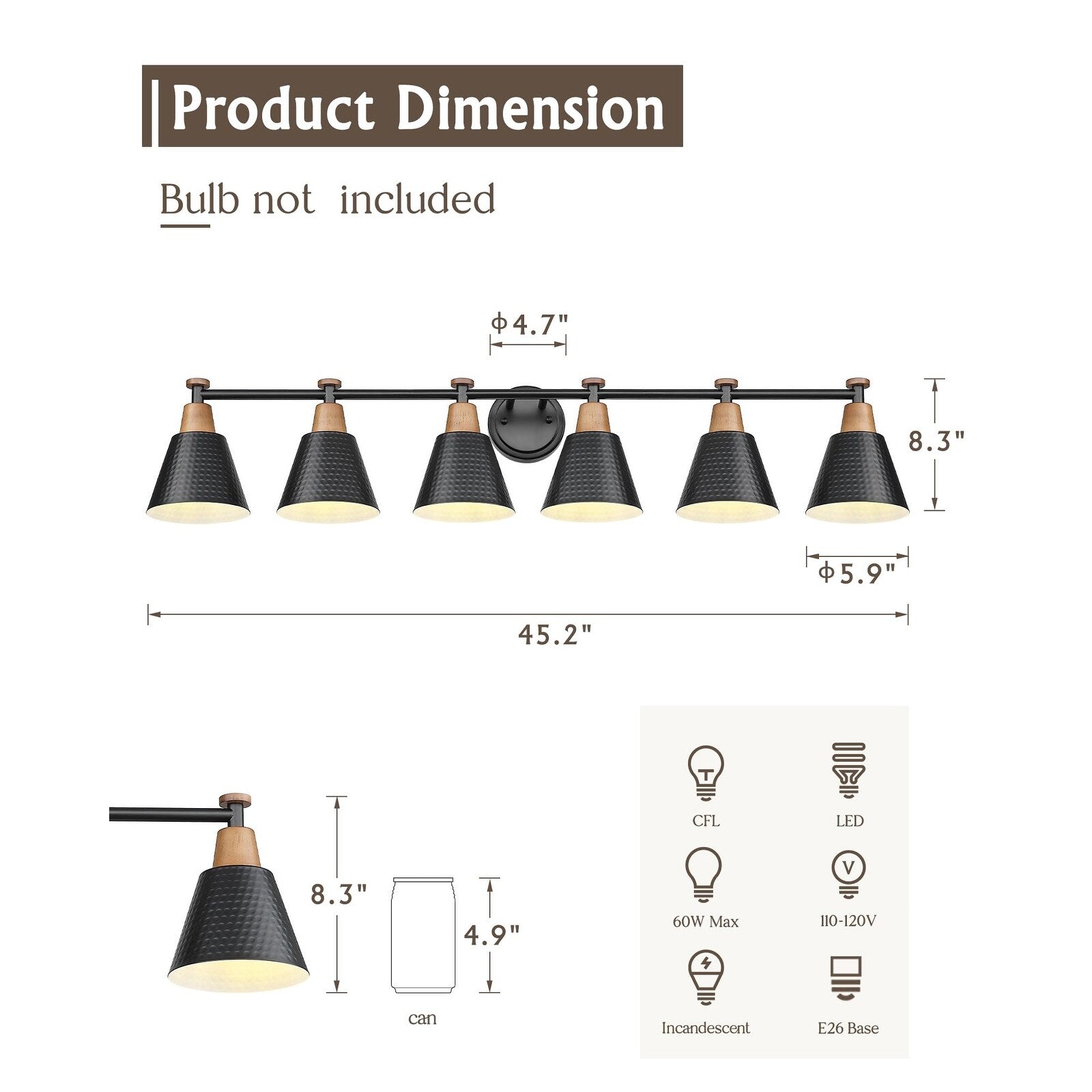 Luminaire de salle de bain moderne à 3, 5 ou 6 lampes