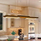 Lustre linéaire en bois à 3/5 lumières LED intégrées pour îlot de cuisine