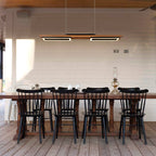 Lustre linéaire en bois à 3/5 lumières LED intégrées pour îlot de cuisine