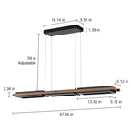 Lustre linéaire en bois à 3/5 lumières LED intégrées pour îlot de cuisine