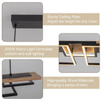 Lustre linéaire en bois à 3/5 lumières LED intégrées pour îlot de cuisine