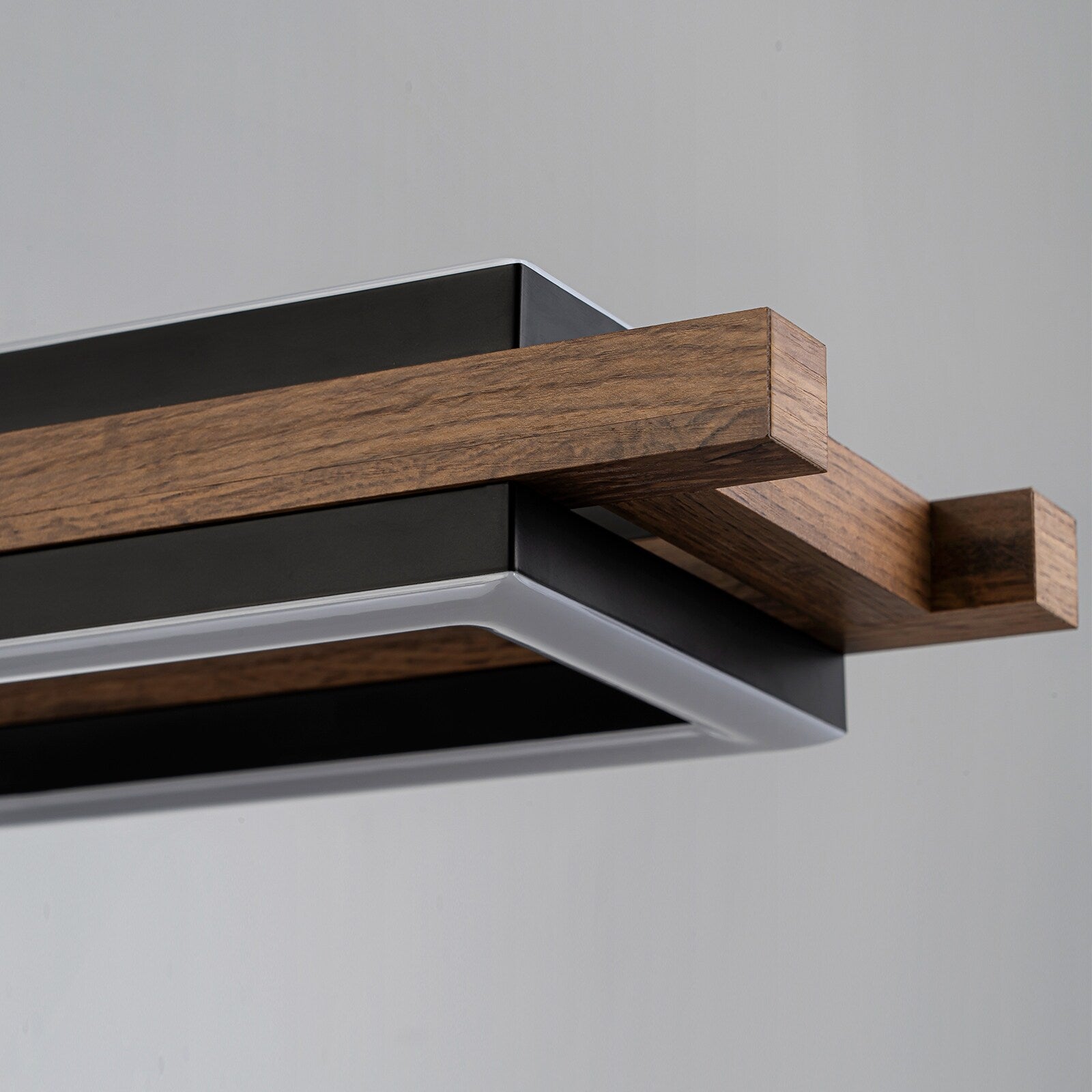 Lustre linéaire en bois à 3/5 lumières LED intégrées pour îlot de cuisine