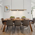 Lustre linéaire en bois à 3/5 lumières LED intégrées pour îlot de cuisine