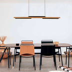 Lustre linéaire en bois à 3/5 lumières LED intégrées pour îlot de cuisine