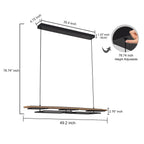 Lustre linéaire en bois à 3/5 lumières LED intégrées pour îlot de cuisine