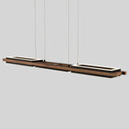 Lustre linéaire en bois à 3/5 lumières LED intégrées pour îlot de cuisine