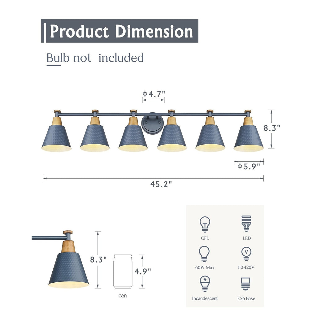 Luminaire de salle de bain moderne à 3, 5 ou 6 lampes