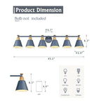 Luminaire de salle de bain moderne à 3, 5 ou 6 lampes