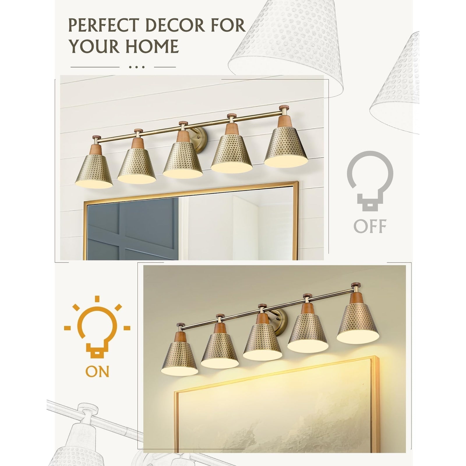 Luminaire de salle de bain moderne à 3, 5 ou 6 lampes