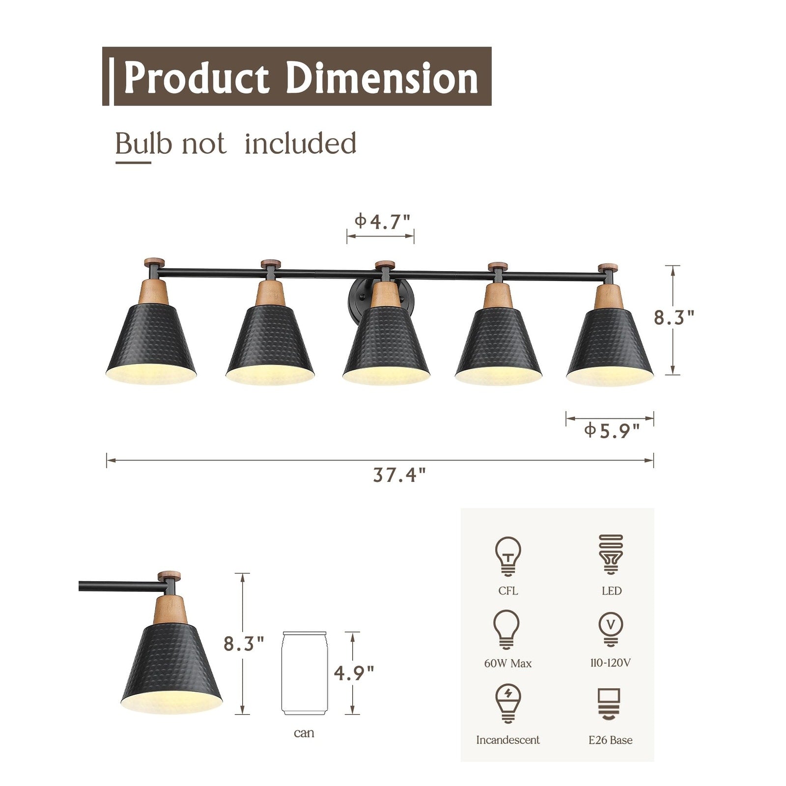 Luminaire de salle de bain moderne à 3, 5 ou 6 lampes