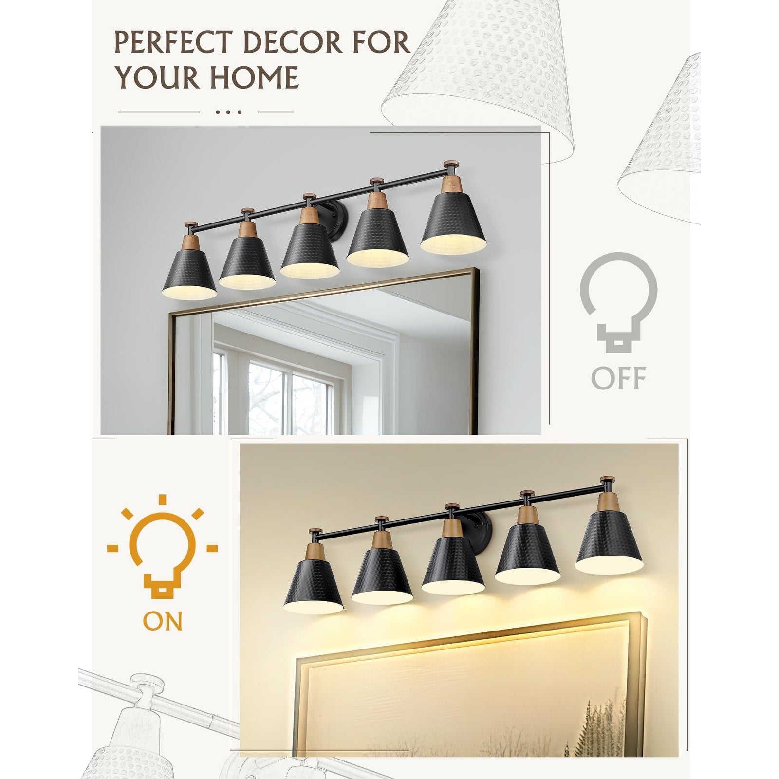 Luminaire de salle de bain moderne à 3, 5 ou 6 lampes