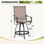 Ensemble de 3/5 tabourets de bar de patio MAISON ARTS, comprenant une table basse en métal et des tabourets de bar hauts pivotants en textilène