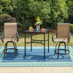 Ensemble de 3/5 tabourets de bar de patio MAISON ARTS, comprenant une table basse en métal et des tabourets de bar hauts pivotants en textilène
