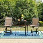 Ensemble de 3/5 tabourets de bar de patio MAISON ARTS, comprenant une table basse en métal et des tabourets de bar hauts pivotants en textilène