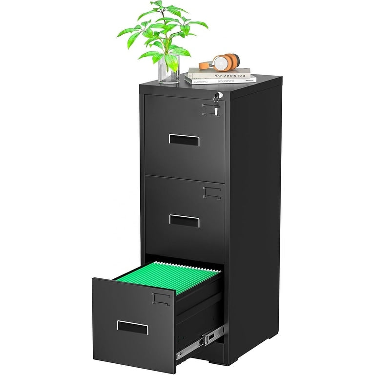 Classeur métallique verrouillable à 3 tiroirs pour bureau à domicile, armoire roulante entièrement assemblée