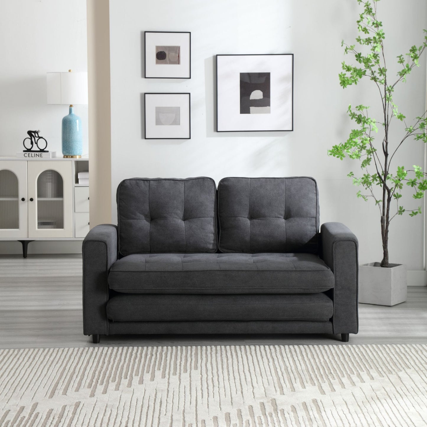 Canapé-lit convertible 3 places en velours moelleux - 31,10 x 55,00 x 31,00