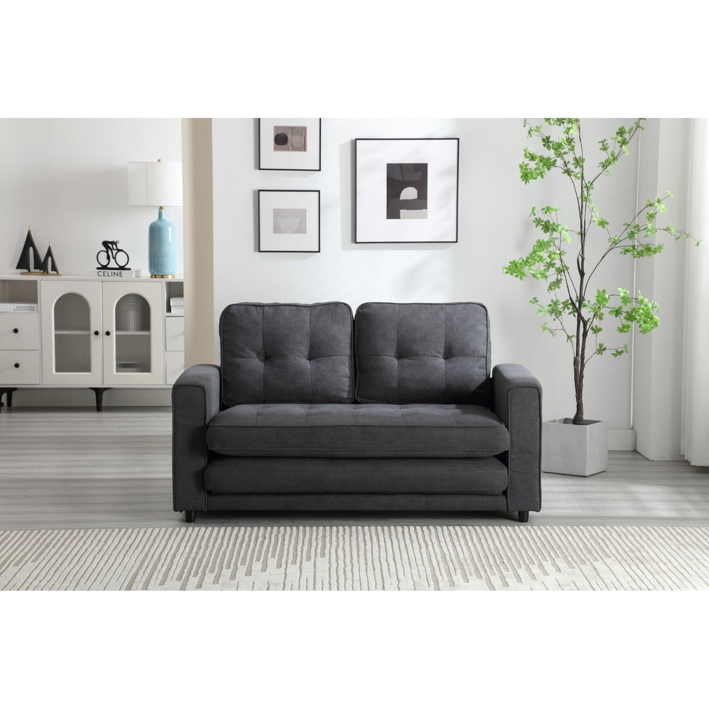 Canapé-lit convertible 3 places en velours moelleux - 31,10 x 55,00 x 31,00