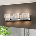 Applique murale à LED intégrée C Cattleya en acier inoxydable 3000 K avec abat-jour en verre artistique - Chrome