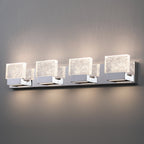 Applique murale à LED intégrée C Cattleya en acier inoxydable 3000 K avec abat-jour en verre artistique - Chrome