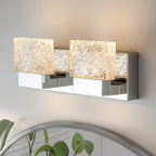 Applique murale à LED intégrée C Cattleya en acier inoxydable 3000 K avec abat-jour en verre artistique - Chrome