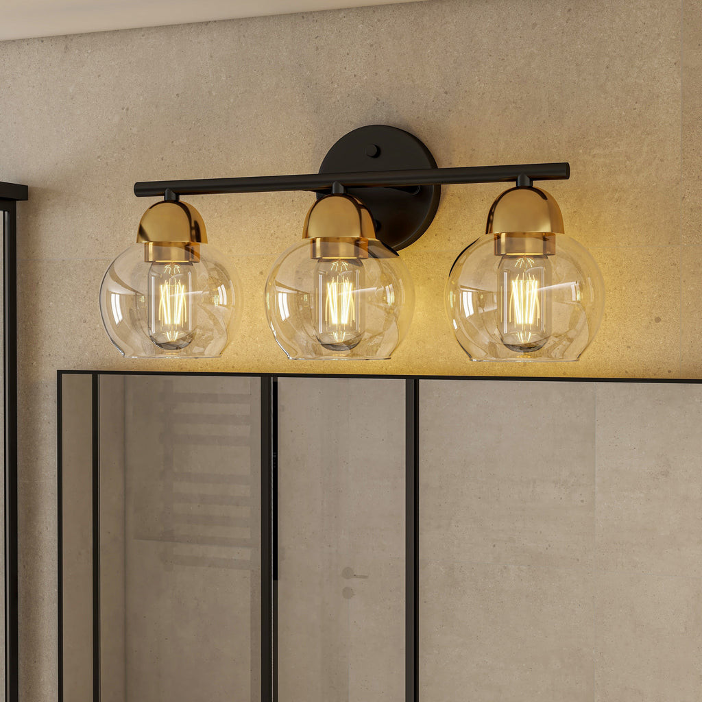 Luminaires de salle de bain ronds en verre à 3 lumières