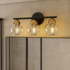 Luminaires de salle de bain ronds en verre à 3 lumières
