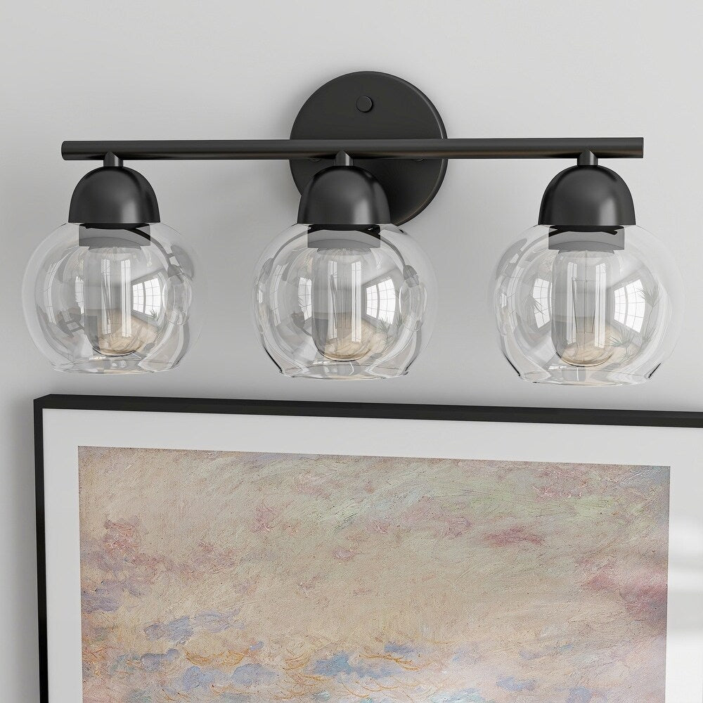 Luminaires de salle de bain ronds en verre à 3 lumières