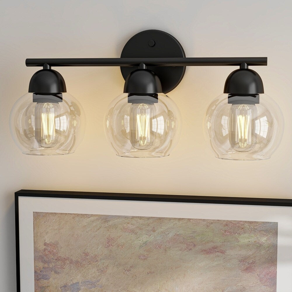 Luminaires de salle de bain ronds en verre à 3 lumières