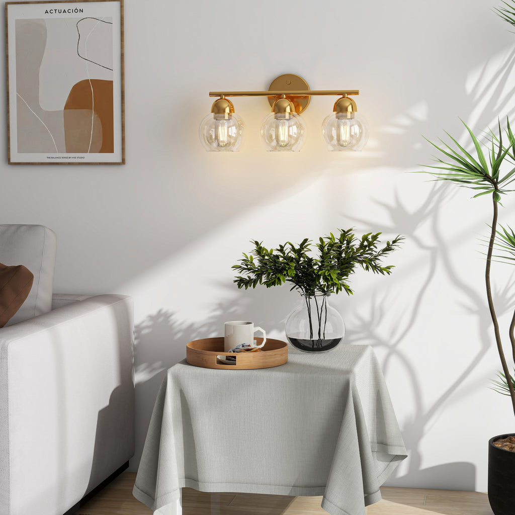Luminaires de salle de bain ronds en verre à 3 lumières