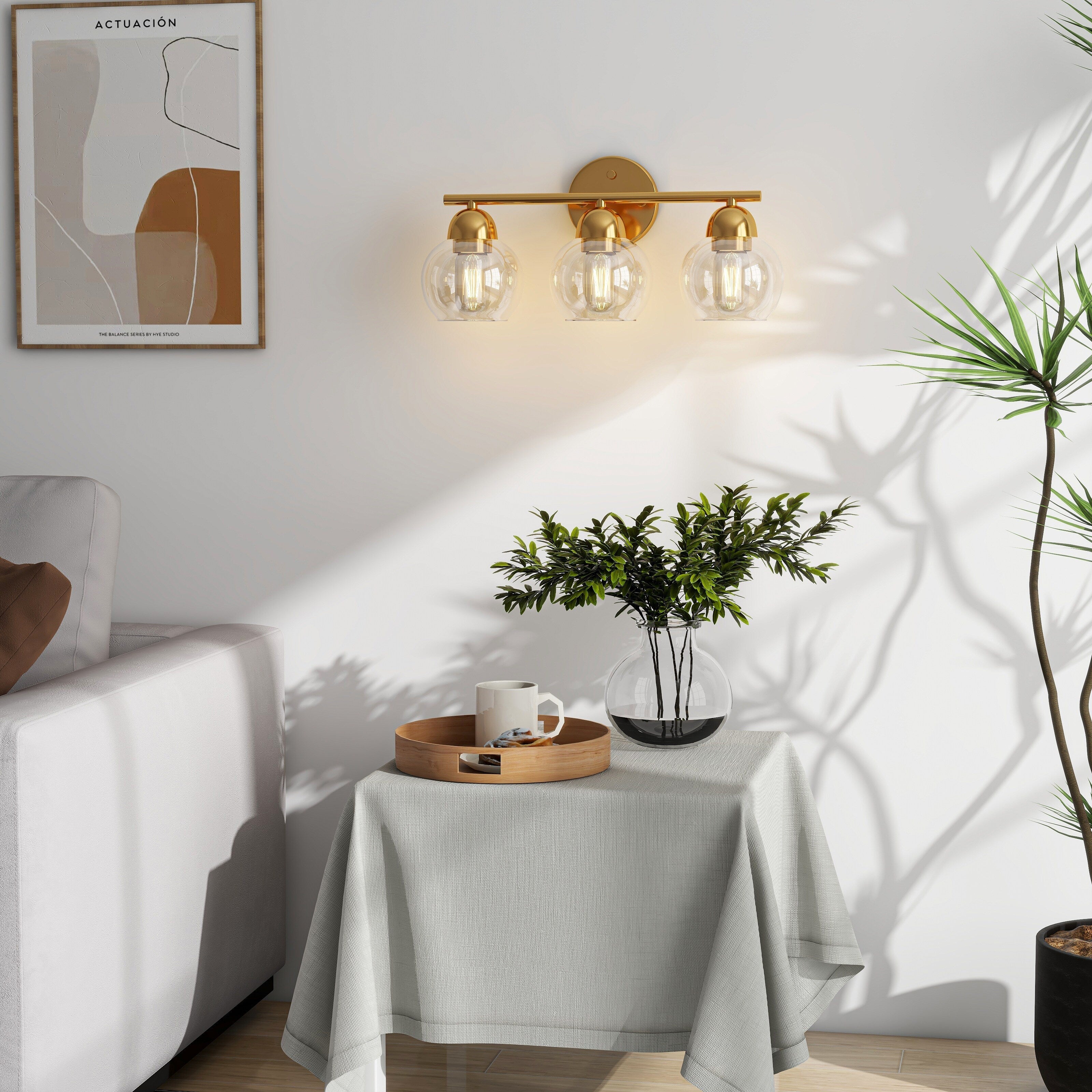 Luminaires de salle de bain ronds en verre à 3 lumières