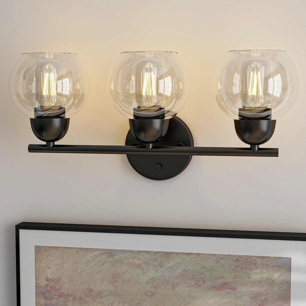 Luminaires de salle de bain ronds en verre à 3 lumières