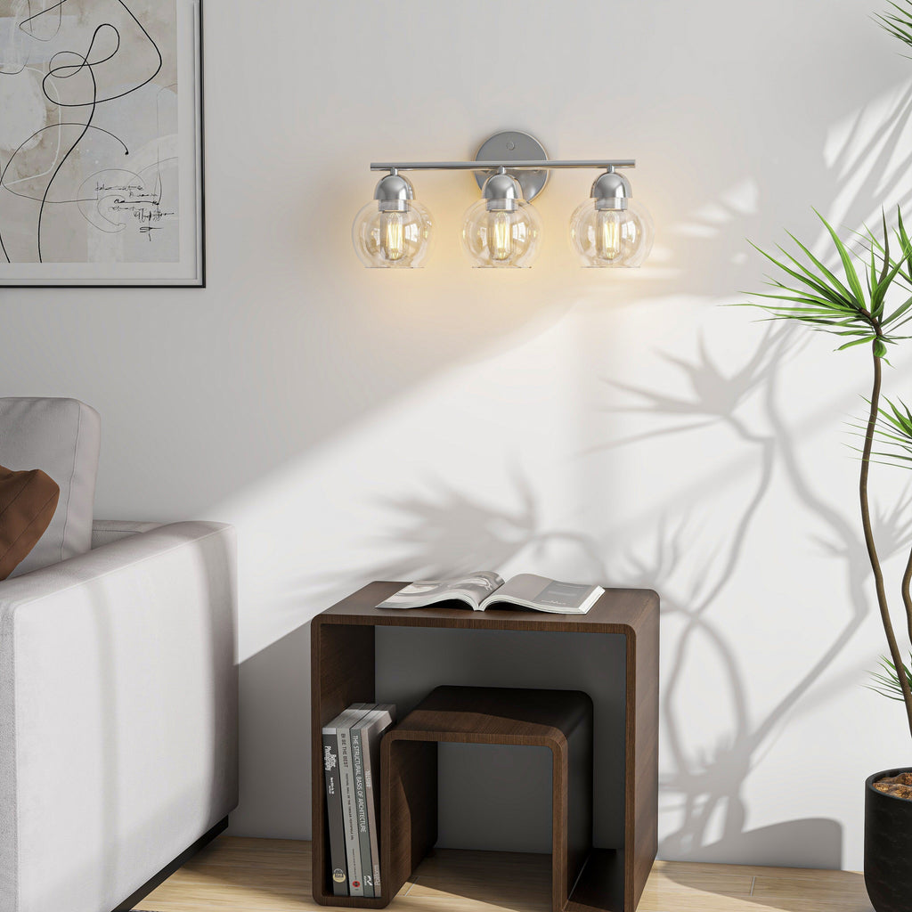 Luminaires de salle de bain ronds en verre à 3 lumières