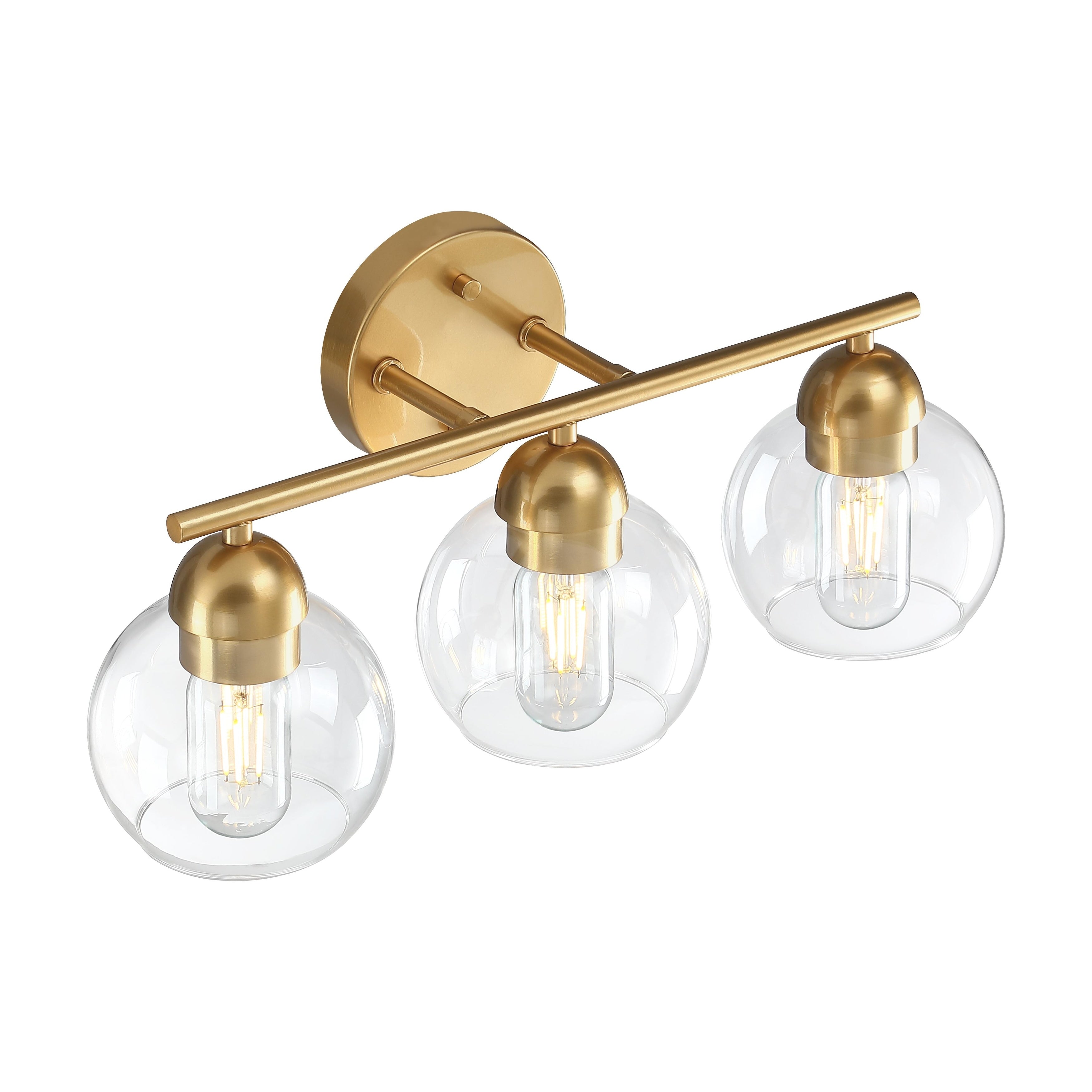 Luminaires de salle de bain ronds en verre à 3 lumières