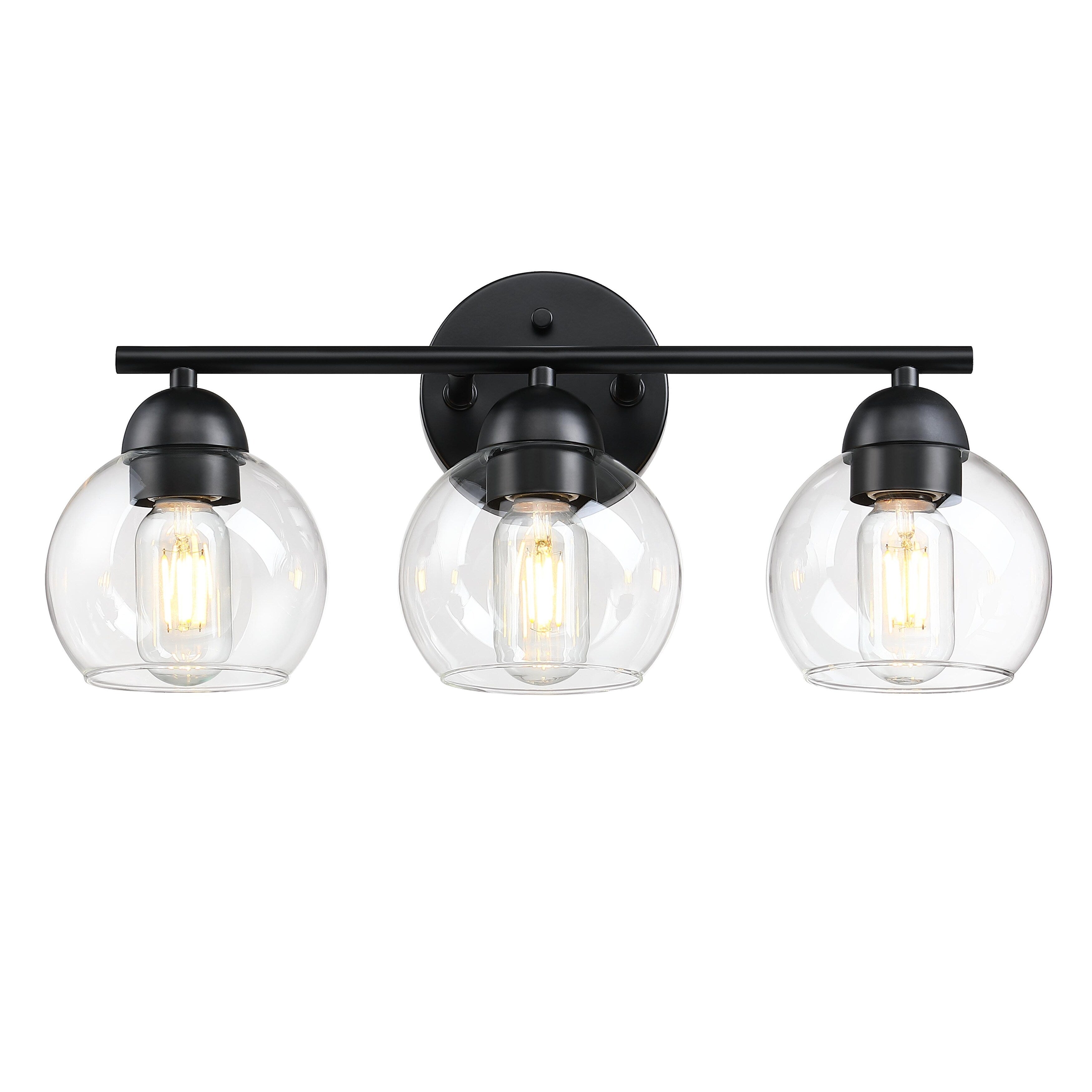 Luminaires de salle de bain ronds en verre à 3 lumières
