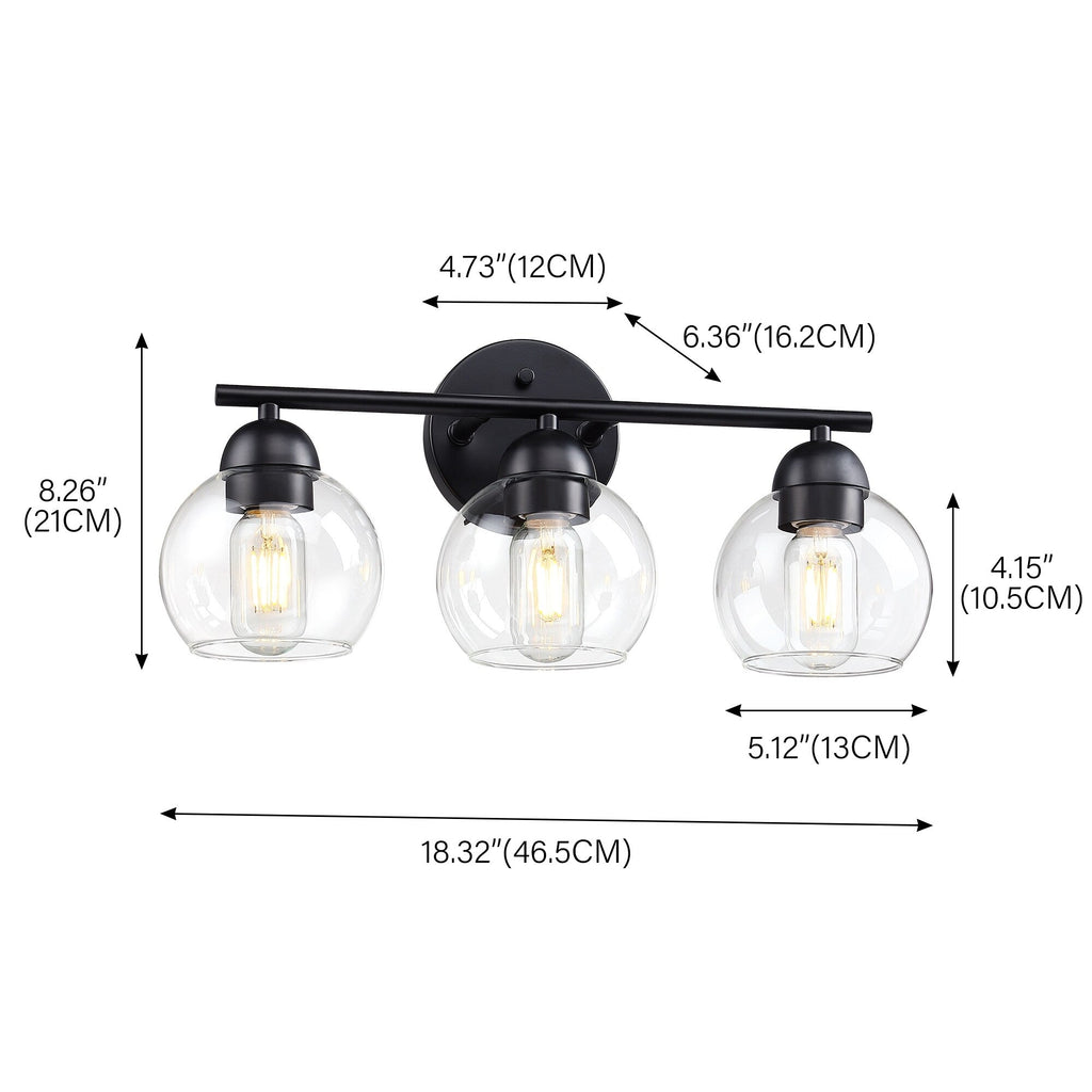 Luminaires de salle de bain ronds en verre à 3 lumières
