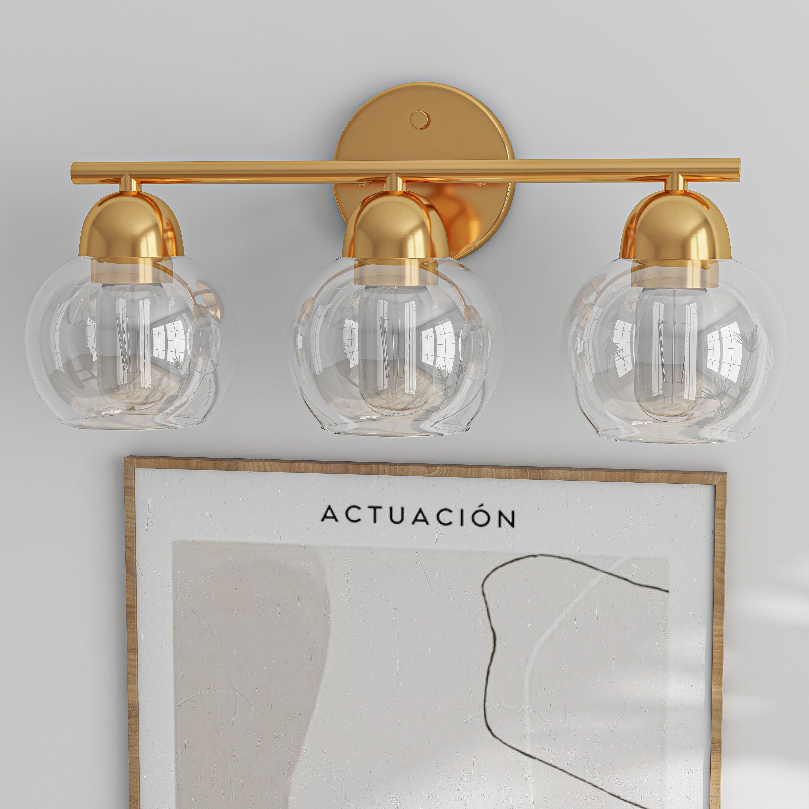 Luminaires de salle de bain ronds en verre à 3 lumières