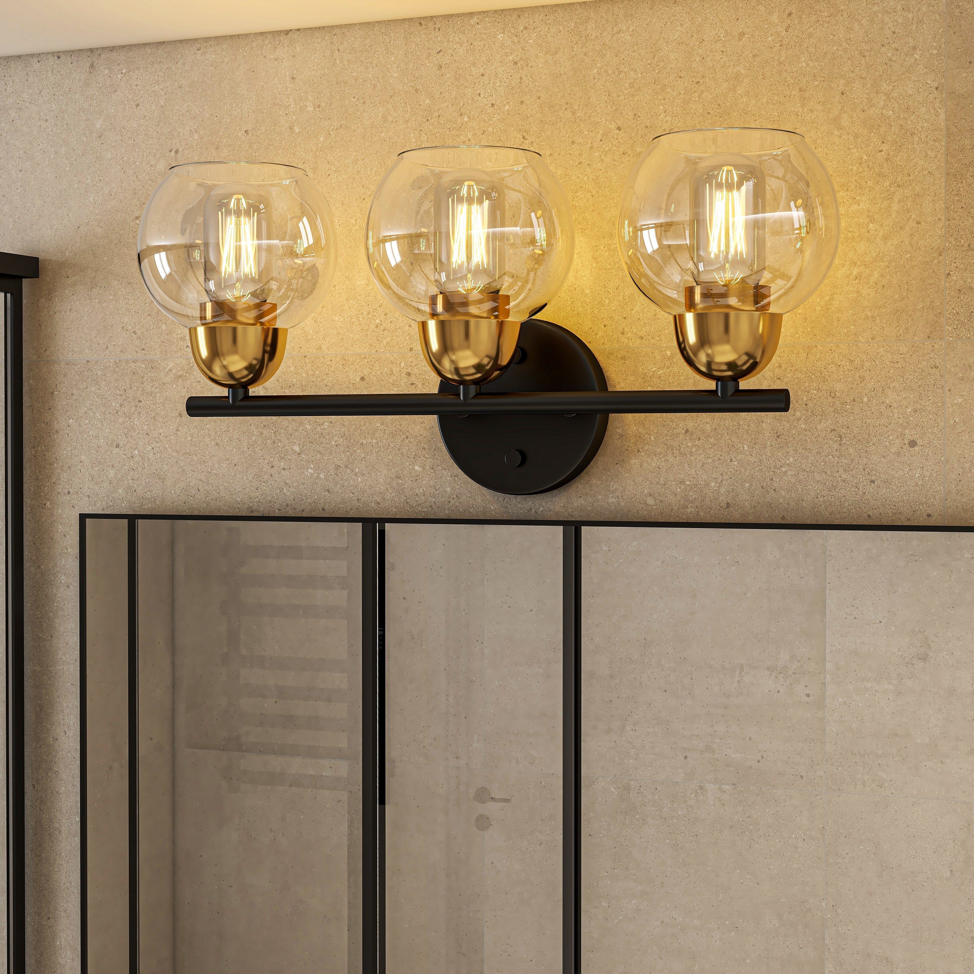Luminaires de salle de bain ronds en verre à 3 lumières