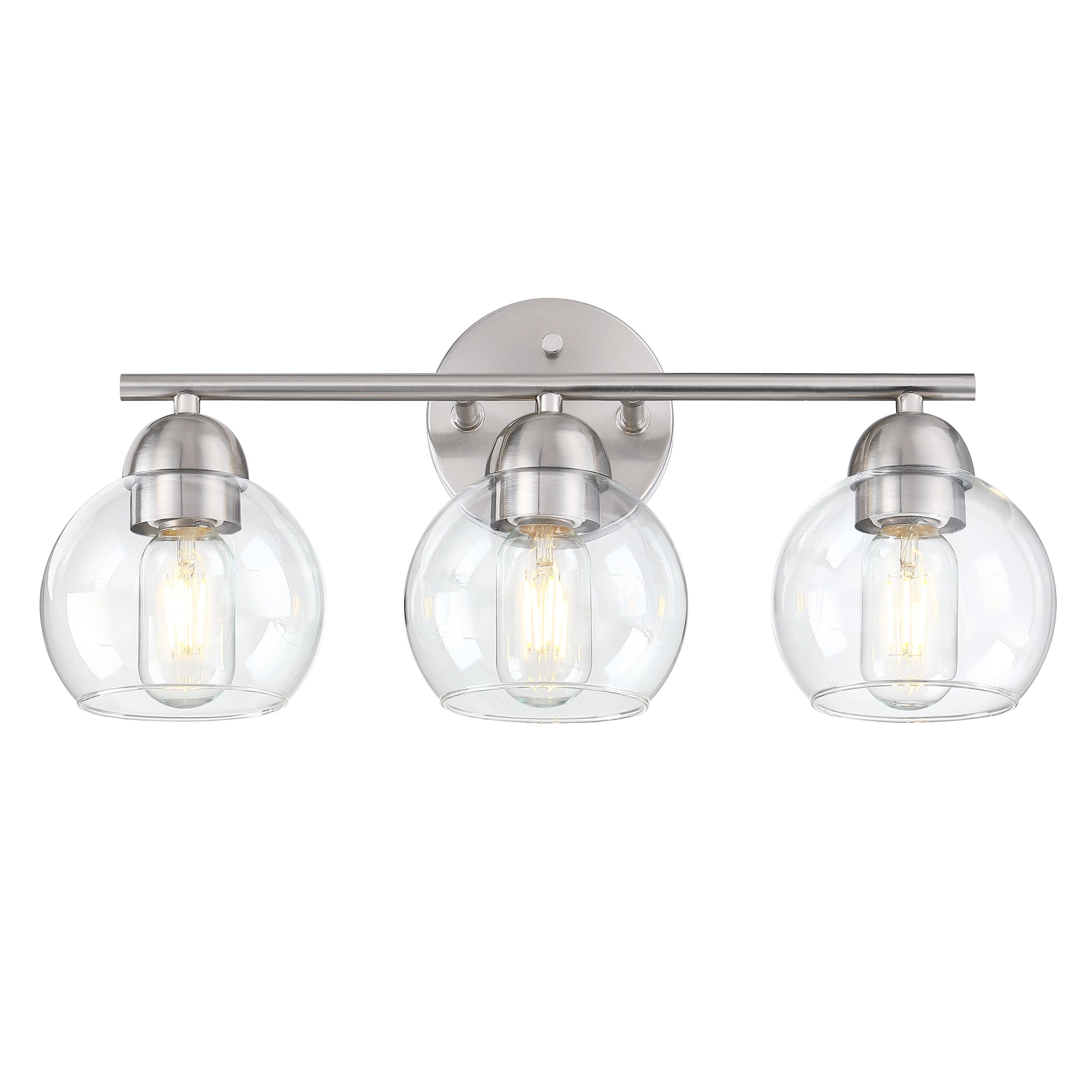 Luminaires de salle de bain ronds en verre à 3 lumières