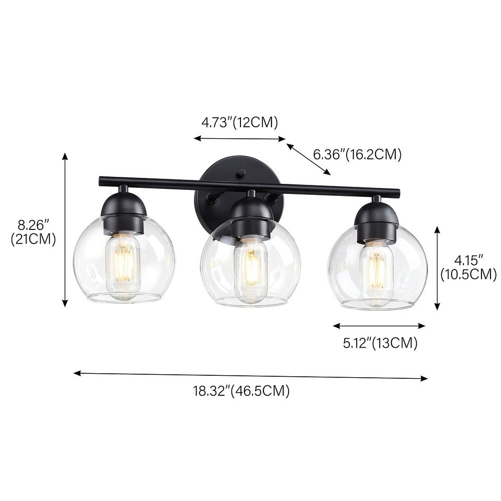 Luminaires de salle de bain ronds en verre à 3 lumières