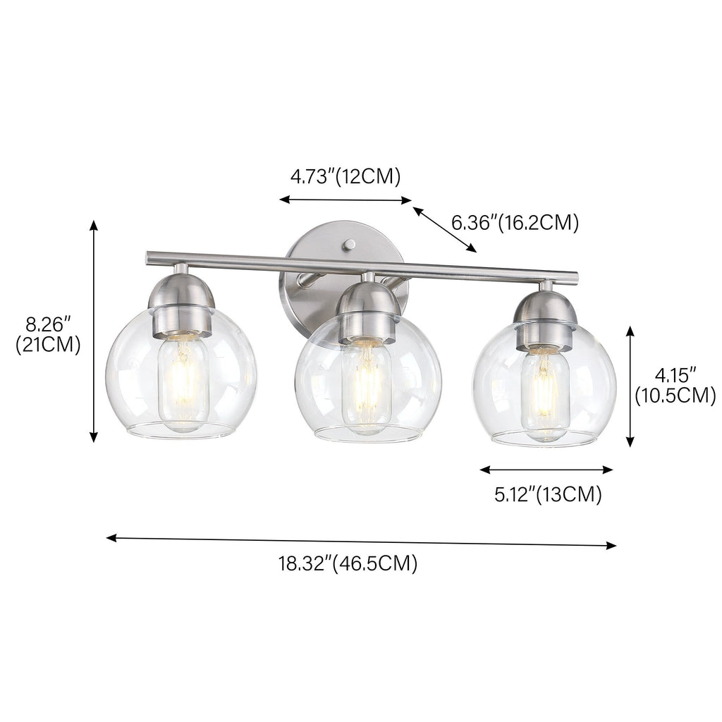 Luminaires de salle de bain ronds en verre à 3 lumières