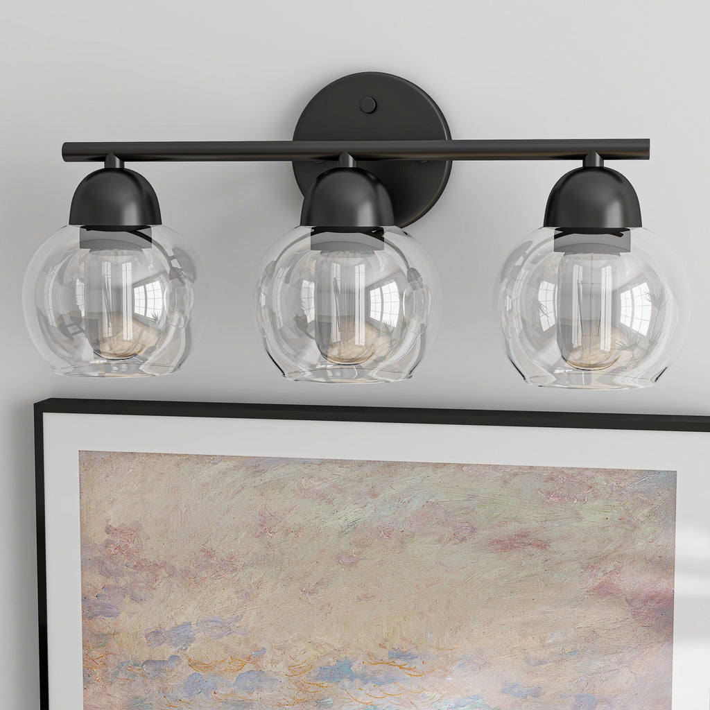 Luminaires de salle de bain ronds en verre à 3 lumières