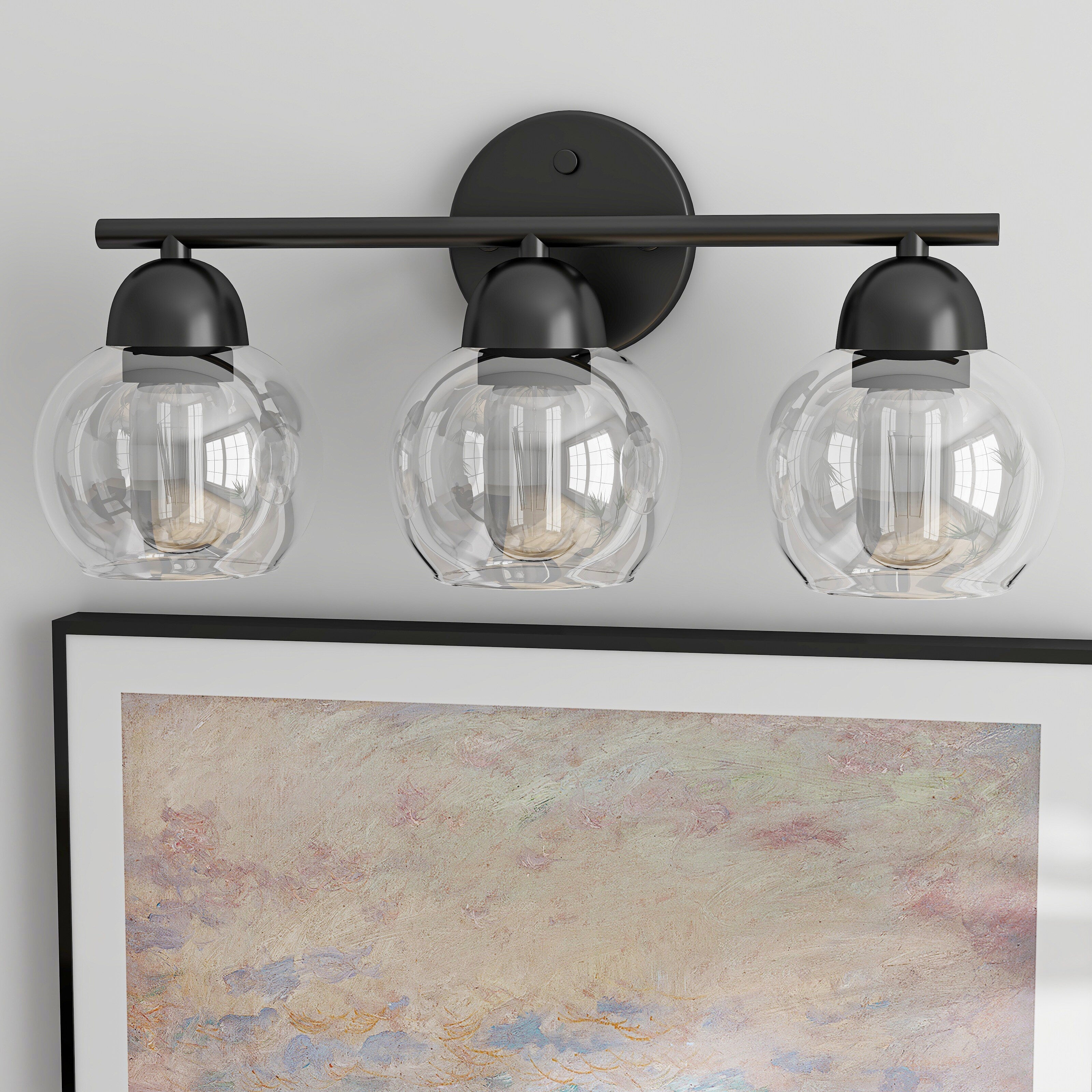 Luminaires de salle de bain ronds en verre à 3 lumières