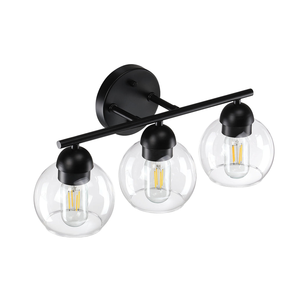 Luminaires de salle de bain ronds en verre à 3 lumières