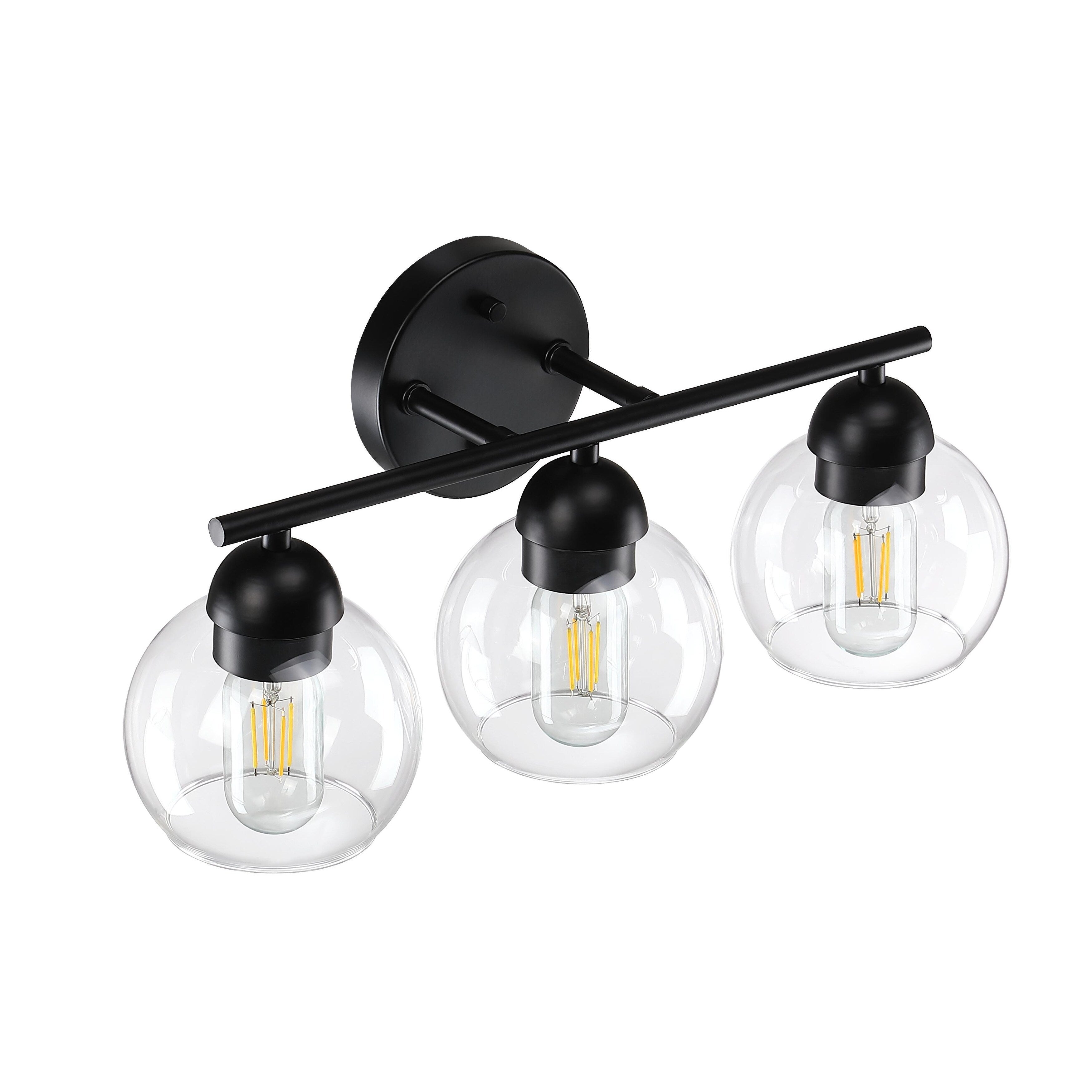 Luminaires de salle de bain ronds en verre à 3 lumières
